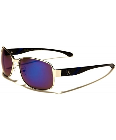 Rectangular Modern Elegant Men Hot Celebrity Mirrored Lens Rectangle Sunglasses (Silver/Blue) - CL188W9NWA5 $23.27