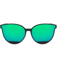 Oval Unisex Sunglasses Retro Bright Black Grey Drive Holiday Oval Non-Polarized UV400 - Bright Black Green - C218RI0TXR7 $9.07