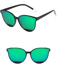 Oval Unisex Sunglasses Retro Bright Black Grey Drive Holiday Oval Non-Polarized UV400 - Bright Black Green - C218RI0TXR7 $9.07