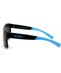 Rectangular Mens Color Mirror Kush Sport Rectangular Horn Rim Sunglasses - Black Blue Blue Mirror - CC18ZDX5WNS $11.66