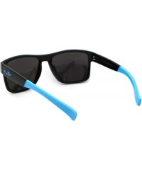 Rectangular Mens Color Mirror Kush Sport Rectangular Horn Rim Sunglasses - Black Blue Blue Mirror - CC18ZDX5WNS $11.66