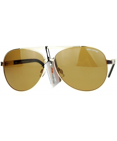 Round Polarized Lens Aviator Sunglasses Unisex Flat Top Round Fashion Aviators - Gold Brown - CX12E30LH79 $9.09