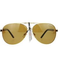 Round Polarized Lens Aviator Sunglasses Unisex Flat Top Round Fashion Aviators - Gold Brown - CX12E30LH79 $9.09