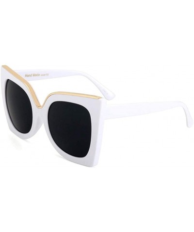 Oversized Oversized Gradient Lens Sunglasses for Women Acetate Frame Goggles UV400 - C1 White Gray - CG198G2A5YZ $25.40
