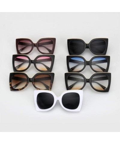 Oversized Oversized Gradient Lens Sunglasses for Women Acetate Frame Goggles UV400 - C1 White Gray - CG198G2A5YZ $12.01