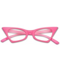 Cat Eye 1950's Retro Vintage High Pointed Colorful Clear Lens Geometric Cat Eye Glasses Non-Prescription - Neon Pink - CV189I...