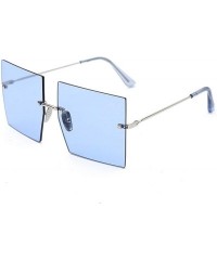 Oversized Square Frameless Sunglasses Women Luxury Vintage Sun Glasses Men Retro Oversized Personality Eyewear - Pink - CN198...