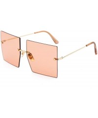 Oversized Square Frameless Sunglasses Women Luxury Vintage Sun Glasses Men Retro Oversized Personality Eyewear - Pink - CN198...