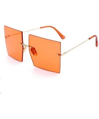 Oversized Square Frameless Sunglasses Women Luxury Vintage Sun Glasses Men Retro Oversized Personality Eyewear - Pink - CN198...