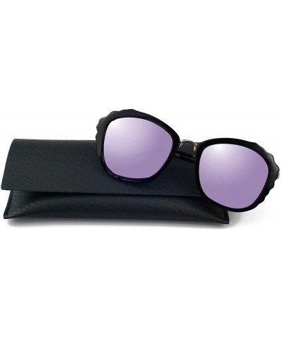 Rectangular Polarized Sunglasses for unisex adult Vintage Retro Round Mirrored Lens - Purple - CM18XGXQ8L0 $24.10