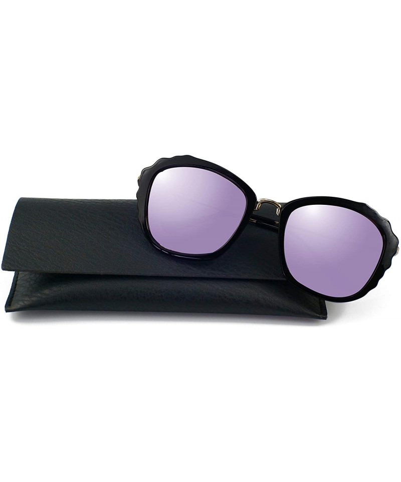 Rectangular Polarized Sunglasses for unisex adult Vintage Retro Round Mirrored Lens - Purple - CM18XGXQ8L0 $11.25