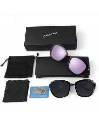 Rectangular Polarized Sunglasses for unisex adult Vintage Retro Round Mirrored Lens - Purple - CM18XGXQ8L0 $11.25