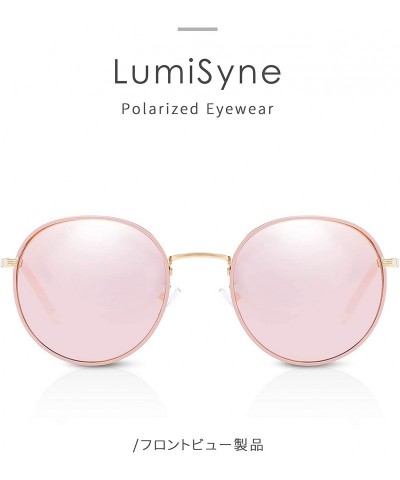 Round Women Retro Polarized Sunglasses-Round Metal Style Rimmed Frame Travel Eyewear-UV 400-Exquisite gift box - Pink - CV18R...