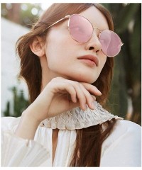 Round Women Retro Polarized Sunglasses-Round Metal Style Rimmed Frame Travel Eyewear-UV 400-Exquisite gift box - Pink - CV18R...