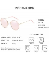 Round Women Retro Polarized Sunglasses-Round Metal Style Rimmed Frame Travel Eyewear-UV 400-Exquisite gift box - Pink - CV18R...