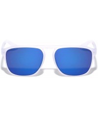 Square Classic Frame Bridgeless Top Bar Connector Sunglasses - Blue White Frosted - C61995U77X5 $14.78