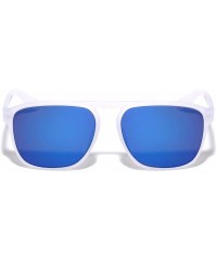 Square Classic Frame Bridgeless Top Bar Connector Sunglasses - Blue White Frosted - C61995U77X5 $14.78