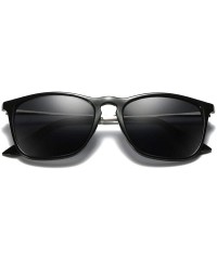Rectangular Fashion Square Sunglasses Polarized Men Women Vintage Driving Sun glasses - Black - C118NE8TT3Q $8.97
