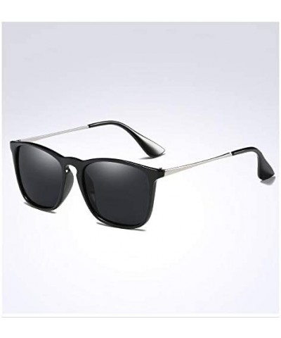 Rectangular Fashion Square Sunglasses Polarized Men Women Vintage Driving Sun glasses - Black - C118NE8TT3Q $8.97