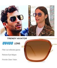 Round Tony Stark Sunglasses Retro Aviator Sunglasses Square Metal Frame Iron Man Sunglasses - CG18T9Q4IKD $17.44