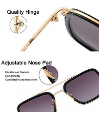 Round Tony Stark Sunglasses Retro Aviator Sunglasses Square Metal Frame Iron Man Sunglasses - CG18T9Q4IKD $17.44