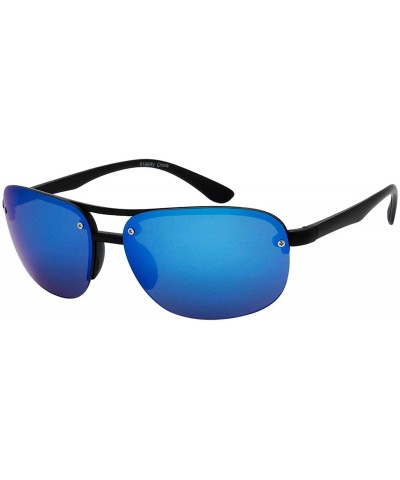 Oval Model 199 Designer Fashion Retro Flash Reflective Lens Sunglasses - Blue - C618U42SWXK $19.50