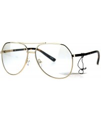 Oversized Mens Oversize Geeky Metal Rim Designer Pilot Clear Lens Eye Glasses - Yellow Gold - CA182ZW727Q $11.49