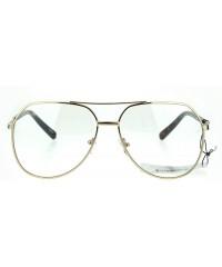 Oversized Mens Oversize Geeky Metal Rim Designer Pilot Clear Lens Eye Glasses - Yellow Gold - CA182ZW727Q $11.49