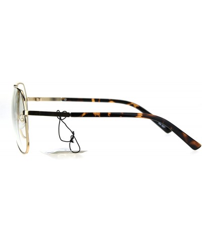 Oversized Mens Oversize Geeky Metal Rim Designer Pilot Clear Lens Eye Glasses - Yellow Gold - CA182ZW727Q $11.49