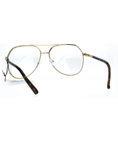 Oversized Mens Oversize Geeky Metal Rim Designer Pilot Clear Lens Eye Glasses - Yellow Gold - CA182ZW727Q $11.49