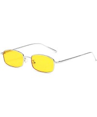 Square Unisex Retro Small Frame UV400 Square Sunglasses Outdoor Glasses Eyewear - 5. Silver Frame Yellow Lens Sy7780 - CL190H...