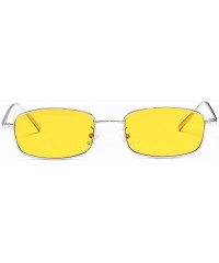 Square Unisex Retro Small Frame UV400 Square Sunglasses Outdoor Glasses Eyewear - 5. Silver Frame Yellow Lens Sy7780 - CL190H...