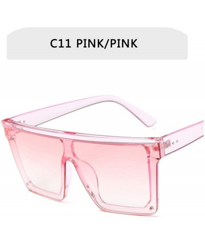 Square Flat Top Sunglasses Men Women Square Shades Gradient Sun Glasses Cool One Piece UV400 Mirror - C11 - CH1985EWKRO $26.88