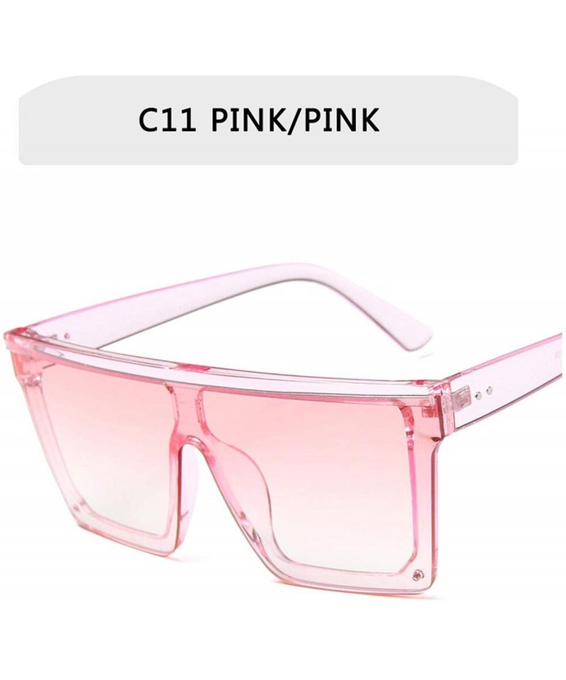 Square Flat Top Sunglasses Men Women Square Shades Gradient Sun Glasses Cool One Piece UV400 Mirror - C11 - CH1985EWKRO $26.88