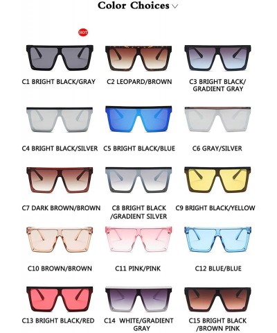 Square Flat Top Sunglasses Men Women Square Shades Gradient Sun Glasses Cool One Piece UV400 Mirror - C11 - CH1985EWKRO $26.88