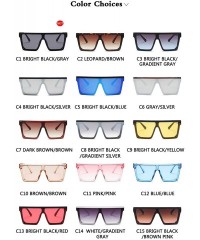 Square Flat Top Sunglasses Men Women Square Shades Gradient Sun Glasses Cool One Piece UV400 Mirror - C11 - CH1985EWKRO $26.88