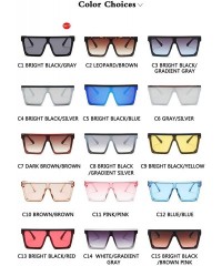 Square Flat Top Sunglasses Men Women Square Shades Gradient Sun Glasses Cool One Piece UV400 Mirror - C11 - CH1985EWKRO $26.88