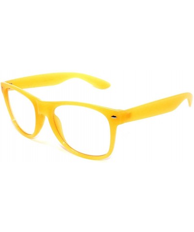 Wayfarer Unisex Retro Style Classic Vintage Sunglasses with Clear Lens White Frame OWL. - Yellow Clear - CW11NCFVWU9 $11.56