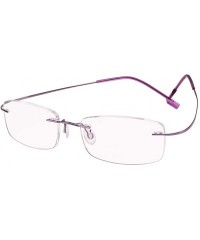 Square Memory Titanium Frameless Lightweight Reading Glasses Hingeless Flexibled Frames for Mens Womens - Purple - C218QSLYCQ...