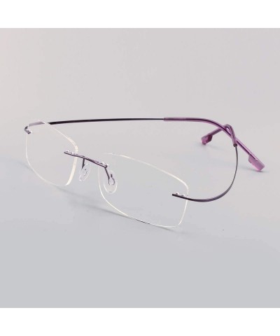 Square Memory Titanium Frameless Lightweight Reading Glasses Hingeless Flexibled Frames for Mens Womens - Purple - C218QSLYCQ...