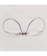 Square Memory Titanium Frameless Lightweight Reading Glasses Hingeless Flexibled Frames for Mens Womens - Purple - C218QSLYCQ...