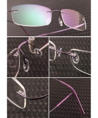 Square Memory Titanium Frameless Lightweight Reading Glasses Hingeless Flexibled Frames for Mens Womens - Purple - C218QSLYCQ...