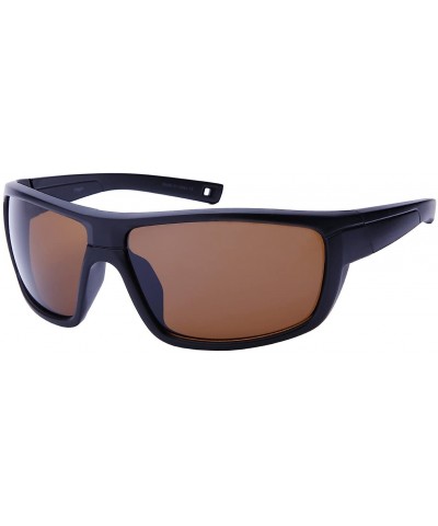 Sport Bold Sports Wrap Sunglasses with Polarized Lens 570097-P - Matte Black - CP12NTES5P7 $25.37