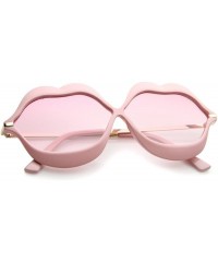 Oversized Oversize Lip Shape Frame Metal Temples Gradient Lens Novelty Sunglasses 63mm - Pink-gold / Pink Gradient - CF12MYV0...