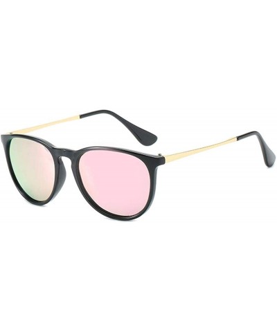 Square Polarized Sunglasses for Women Classic Round UV Protection Sun Glasses 8071 - Black/Pink - CY19D3WWAS0 $16.29