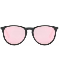 Square Polarized Sunglasses for Women Classic Round UV Protection Sun Glasses 8071 - Black/Pink - CY19D3WWAS0 $10.94