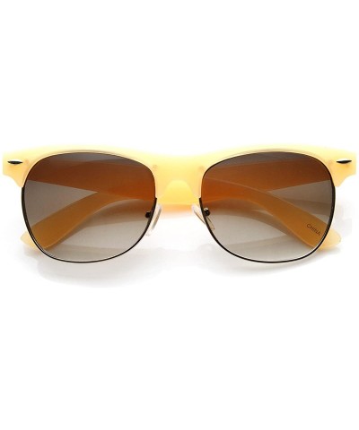 Rimless Pastel Color Semi-Rimless Half Frame Classic Horn Rimmed Sunglasses (Orange) - CO11FGMN97Z $20.11