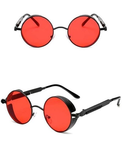 Square NEW MODEL 2018!!! Vintage Polarized Steampunk Sunglasses Retro Cool Round Mirrored Lens Glasses - Black Red - CA18EL9Y...
