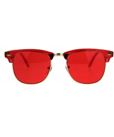 Square Fashion Sunglasses Colorful Translucent Frame Square Horn Rim Shades UV 400 - Red - CZ18C6MUCKI $21.42