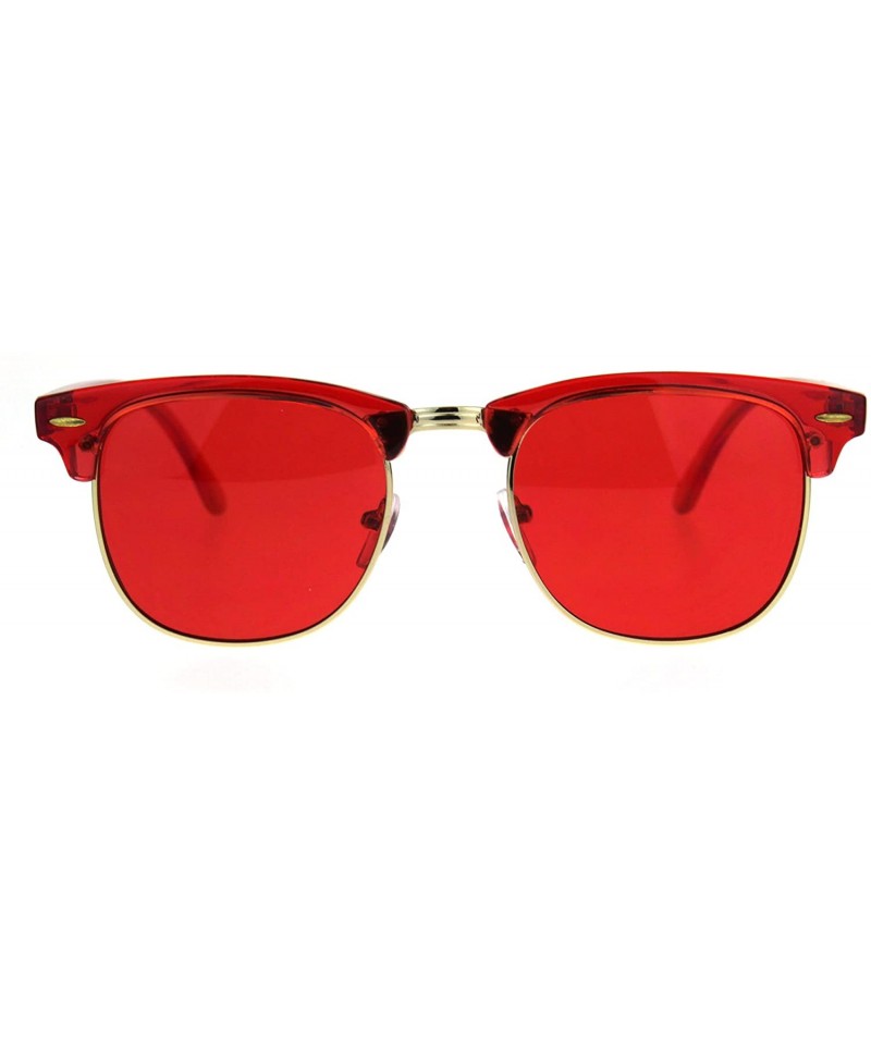 Square Fashion Sunglasses Colorful Translucent Frame Square Horn Rim Shades UV 400 - Red - CZ18C6MUCKI $12.85